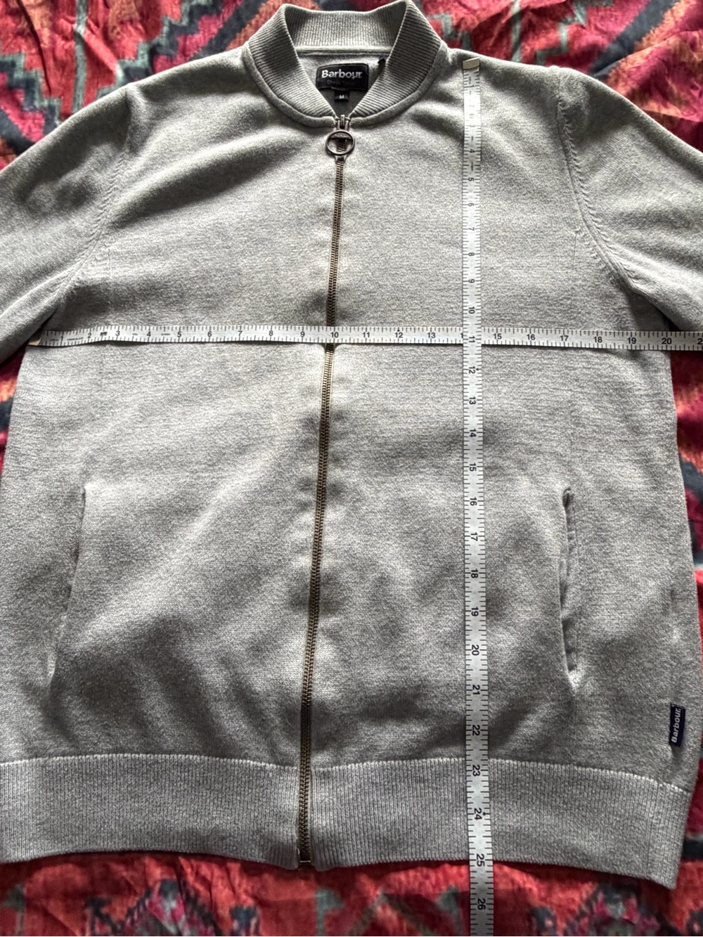 Barbour Tartan Light Gray Full Zip Sweater Size M - Picture 4 of 4